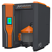 AM Solutions可通过M3系统为复杂几何形状的大型3D打印组件提供平缓均匀的表面精加工处理。该机器可以处理单个尺寸达650毫米的工件或数个较小组件